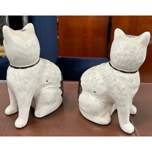 222 - A PAIR OF CERAMIC CATS, 

20cm H each