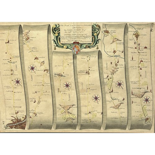 414 - JOHN OGILBY: THE ROAD FROM LONDON TO ARUNDEL CIRCA 1675-1698, 

44cm x 33cm

Mounted in a frame and ... 