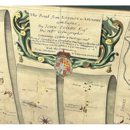 414 - JOHN OGILBY: THE ROAD FROM LONDON TO ARUNDEL CIRCA 1675-1698, 

44cm x 33cm

Mounted in a frame and ... 