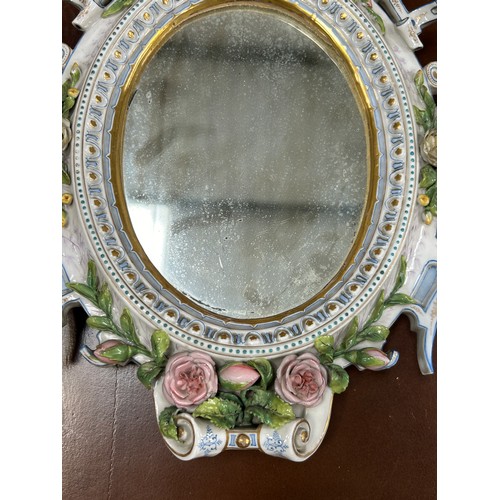 39 - A SMALL DRESDEN PORCELAIN MIRROR AFTER MEISSEN, 

34cm x 27cm