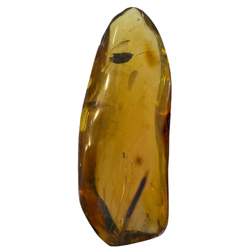 636 - A VERY LARGE AMBER SPECIMEN WITH INSECT FOSSILS

A very large and clear amber gem, containing a deta... 