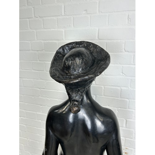 237 - CHARLES VERHASSELT (BELGIAN 1902-1993): 'THE GIRL WITH THE APPLE' 

Black patina bronze sculpture. 
... 