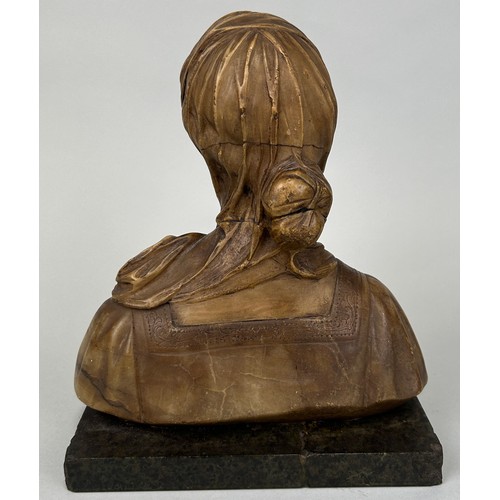 263 - AFTER PROFESSOR ANTONIO FRILLI (ITALIAN 1860-1902): A CARVED ALABASTER BUST DEPICTING A GIRL, 

24cm... 