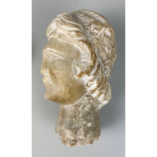 262 - A ROMAN STYLE STONE BUST OF A FIGURE, 

22cm x 12cm