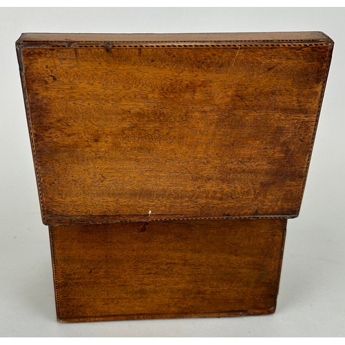 26 - A 19TH CENTURY GEORGIAN SHERATON DESIGN CADDY, 

With parquetry border and marquetry inlaid shell pa... 