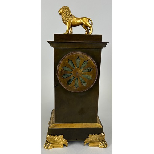 21 - A FRENCH BRONZE CLOCK GARNITURE MARKED FOR DELAUNAY PARIS (3)

Consisting of the clock with gilt met... 