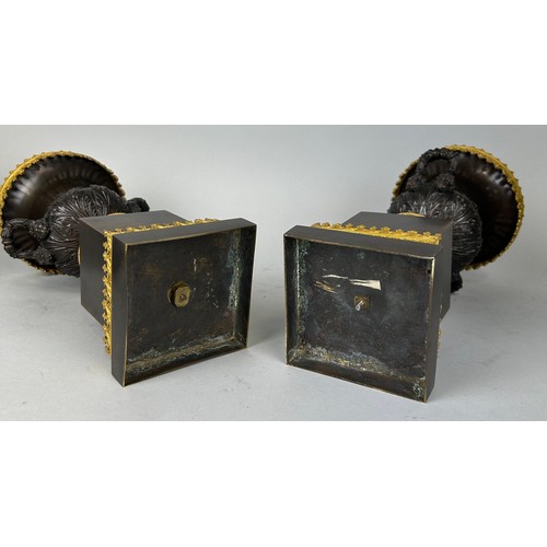 21 - A FRENCH BRONZE CLOCK GARNITURE MARKED FOR DELAUNAY PARIS (3)

Consisting of the clock with gilt met... 