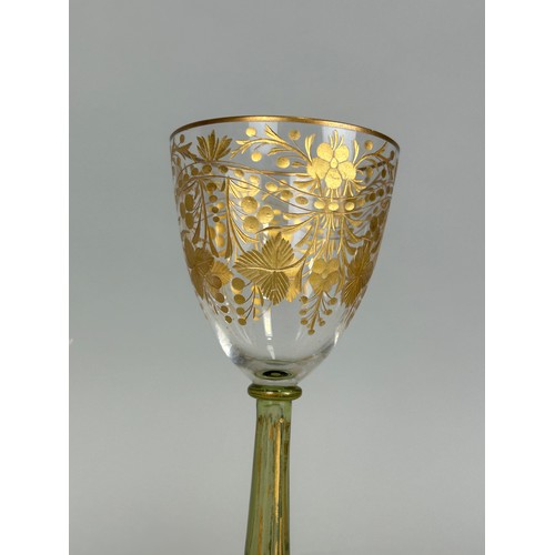 182 - TWO CONTINENTAL GLASSES, 

One Germanic white enamel overlaid, the other gilt painted with gilt stem... 