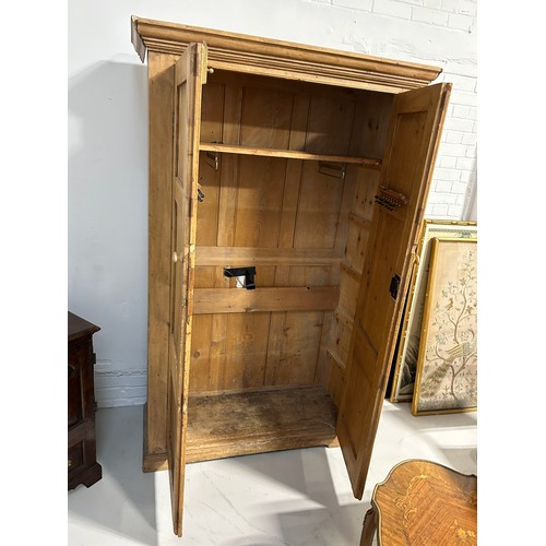 456A - A LARGE PINE ARMOIRE OR CUPBOARD, 

198cm x 113cm x 43cm