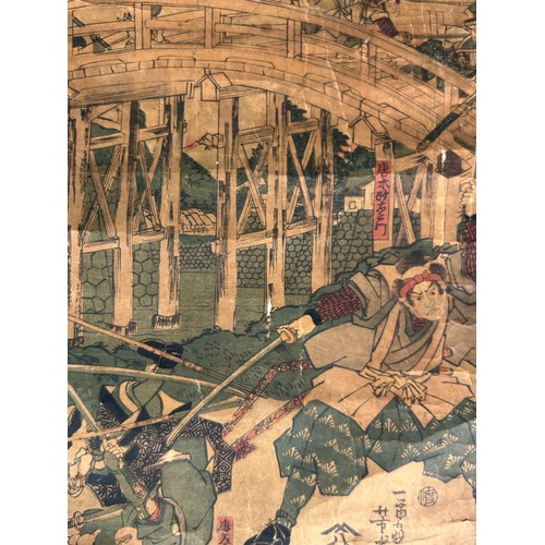 83B - A JAPANESE WATERCOLOUR PAINTING ON PAPER DEPICTING SAMURAI'S, 

36cm x 26cm