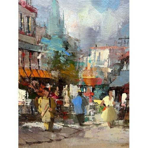 289 - PAUL ROMIER (FRENCH B.1919): AN OIL ON CANVAS PAINTING DEPICTING A PARISIAN STREET SCENE,

49cm x 39... 