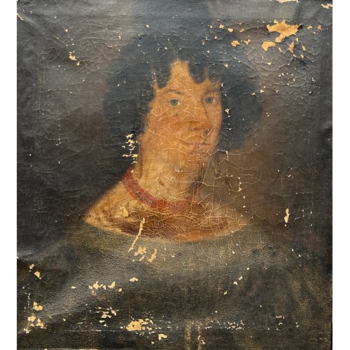 3 - A 19TH CENTURY OIL ON CANVAS PAINTING DEPICTING A LADY WEARING A CORAL NECKLACE, 

53cm x 48cm 

Mou... 