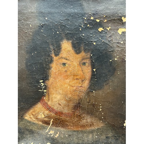 3 - A 19TH CENTURY OIL ON CANVAS PAINTING DEPICTING A LADY WEARING A CORAL NECKLACE, 

53cm x 48cm 

Mou... 