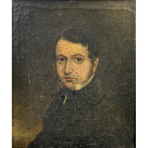 6 - A 19TH CENTURY OIL PAINTING ON CANVAS DEPICTING A PORTRAIT OF A GENTLEMAN, 

27cm x 22cm 

Mounted i... 