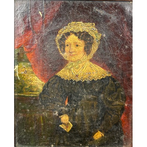 19 - A 19TH CENTURY OIL PAINTING ON CANVAS DEPICTING A LADY HOLDING A LETTER, 

18cm x 14cm 

Mounted in ... 