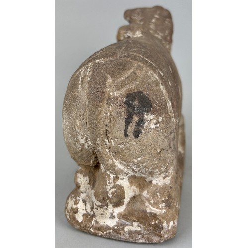 198 - A TIBETAN OR INDIAN STONE COW, 

23cm x 19cm