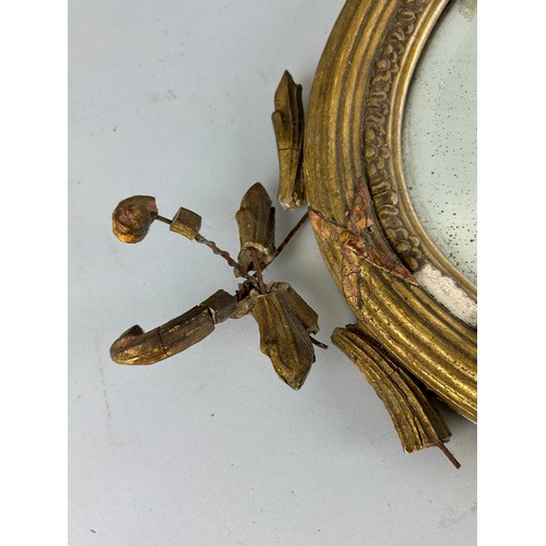 91 - AN ROBERT ADAM DESIGN GILT WOOD WALL MIRROR, 

67cm x 32cm