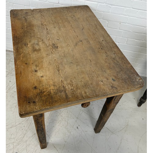 94 - A RUSTIC FRENCH PINE TABLE, 

89cm x 74cm x 64cm