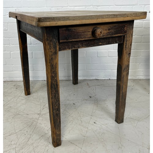 94 - A RUSTIC FRENCH PINE TABLE, 

89cm x 74cm x 64cm