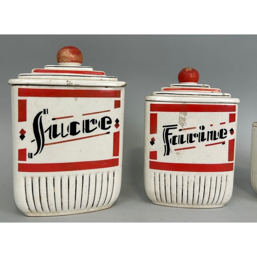 59 - KITCHENALIA: A GRADUATED SET OF FOUR KITCHEN TINS FOR SUGAR, TEA ETC (4),

Tallest: 18cm H