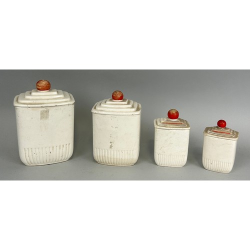 59 - KITCHENALIA: A GRADUATED SET OF FOUR KITCHEN TINS FOR SUGAR, TEA ETC (4),

Tallest: 18cm H