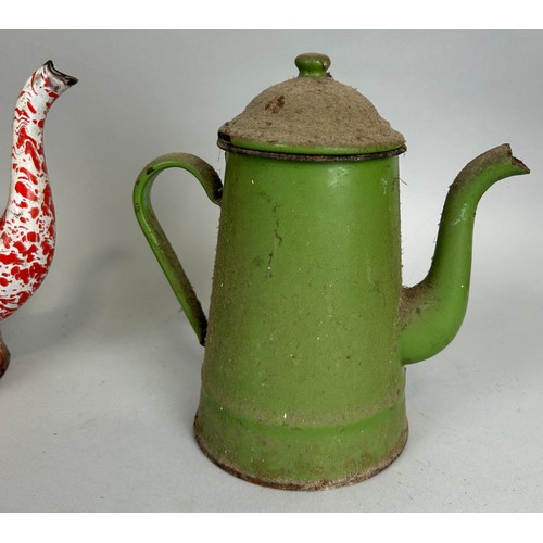 60A - A SET OF FOUR PAINTED ENAMEL COFFEE POTS MOSTLY FRENCH (4), 

Tallest 30cm H