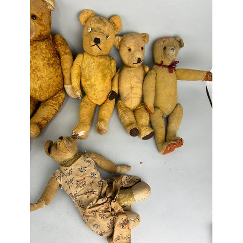 39 - A GROUP OF EIGHT ANTIQUE TEDDY BEARS, 

Largest 50cm L