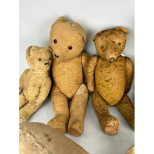 40 - A GROUP OF TWELVE ANTIQUE BEARS AND DOLLS, 

Largest 40cm L