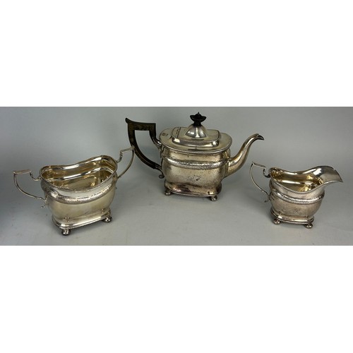 143 - A SILVER TEA SERVICE BY THOMAS BRADBURY AND SONS, 

Comprising of a tea pot, sugar bowl and milk jug... 