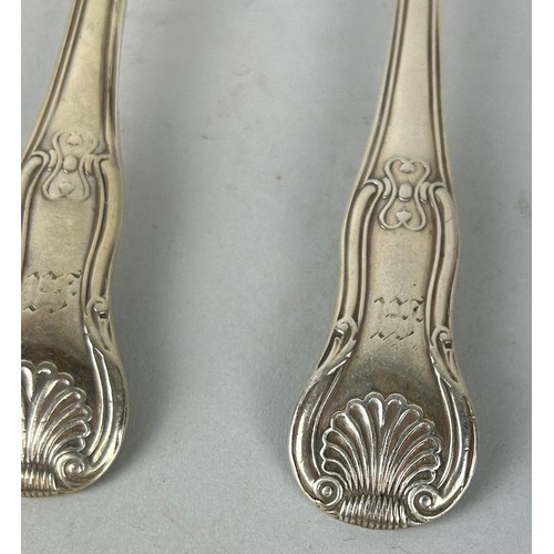 148 - A GROUP OF FOUR SILVER SPOONS WITH SCALLOP SHELL HANDLES, 

Total weight: 219gms