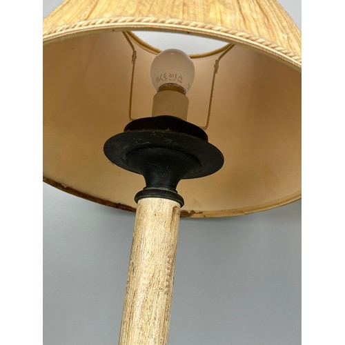 108 - A PAIR OF PAINTED WOODEN TABLE LAMPS ON BRONZE BASES WITH SHADES,

Lamps: 40cm H

With shades 57cm H