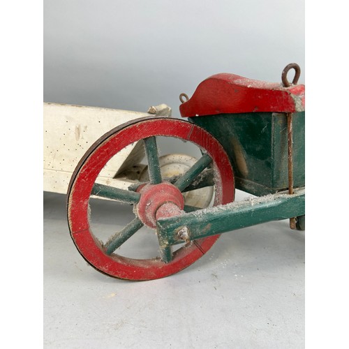 70 - A PAIR OF ANTIQUE PAINTED WHEEL BARROWS, 

Largest 95cm L