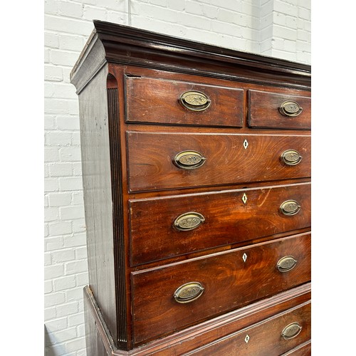 77 - A GEORGE III CHEST ON CHEST, 

The top section with two short over three long drawers. The bottom se... 