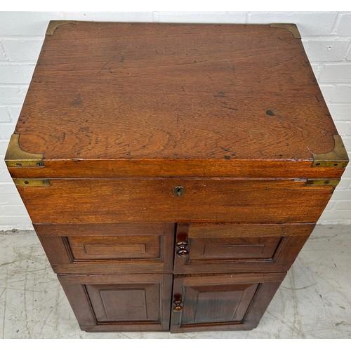 110 - AN ANGLO-INDIAN CAMPAIGN SECTIONAL TRAVELLING CHEST WITH ENGRAVED PLAQUE FOR A COLONEL IN THE BENGAL... 