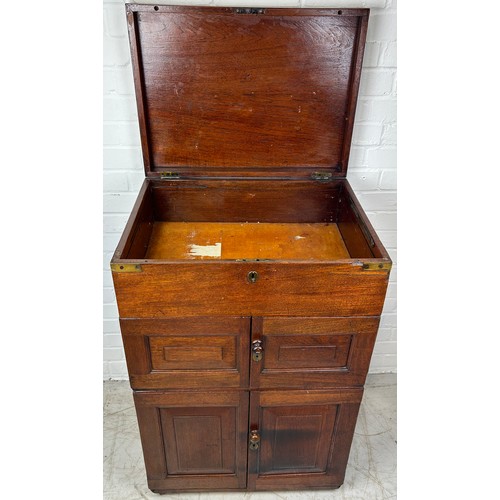 110 - AN ANGLO-INDIAN CAMPAIGN SECTIONAL TRAVELLING CHEST WITH ENGRAVED PLAQUE FOR A COLONEL IN THE BENGAL... 