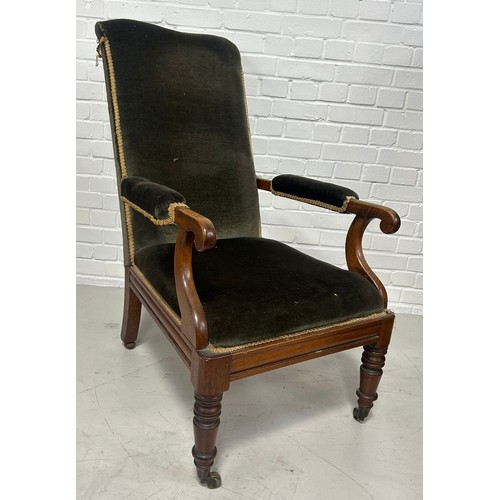 109 - A REGENCY MAHOGANY LIBRARY ARMCHAIR,
 
107cm x 100cm x 57cm