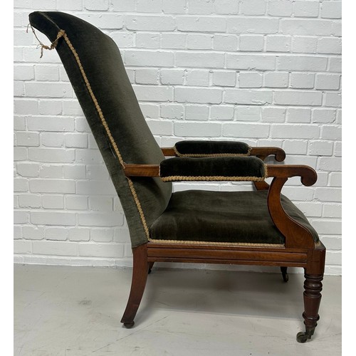 109 - A REGENCY MAHOGANY LIBRARY ARMCHAIR,
 
107cm x 100cm x 57cm