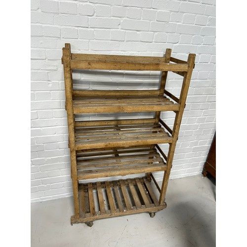 107 - A 19TH CENTURY FIVE TIER FRENCH BAKERS TROLLEY,
 
145cm x 79cm x 38cm