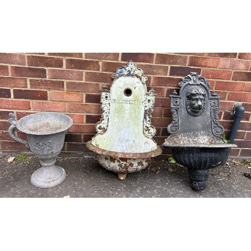 73 - TWO FOUNTAINS, ONE POSSIBLY OLD PARISIAN/FLORENTINE, ALONG WITH A HEAVY LEAD URN (3), 

Largest 75cm... 