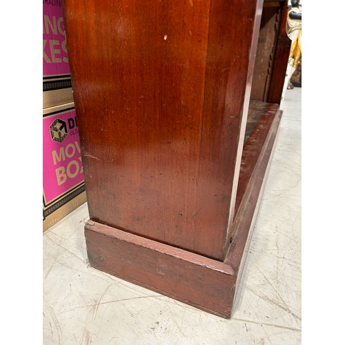 126 - A LARGE 19TH CENTURY MAHOGANY OPEN BOOKCASE, 

207cm x 144cm x 30cm