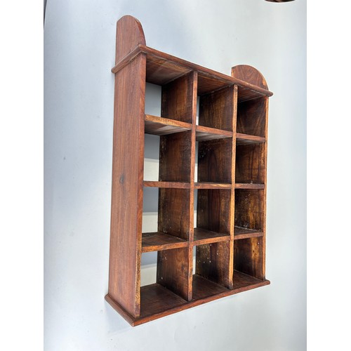 115A - A MAHOGANY HANGING WALL SHELF, 

72cm x 45cm x 15cm