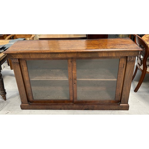 123 - A LARGE 19TH CENTURY BOOKCASE WITH TWO SWING DOORS, 

157cm x 90cm x 43cm