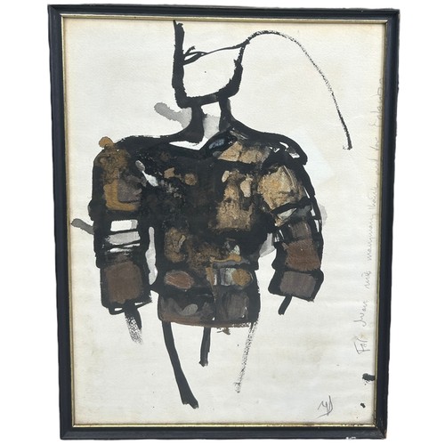 213 - YOLANDA SONNABEND (BRITISH 1935-2015): A COSTUME DESIGN INK DRAWING, WATERCOLOUR AND GOLD PAINTING O... 