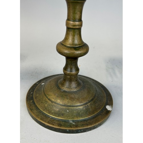 200 - A PAIR OF BRASS CANDLESTICKS,

34cm H x 22cm W