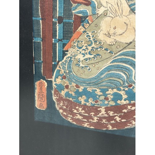 TWO JAPANESE WOODBLOCK PRINTS, 36cm x 24cm Mounted in frames and glazed ...