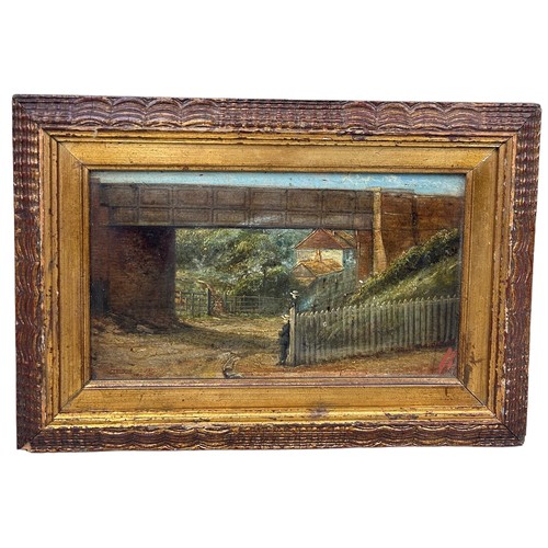 168 - AN OIL PAINTING ON CANVAS DEPICTING 'RAILWAY BRIDGE AT SELSDON', 

Signed indistinctly 'Edward...' 
... 