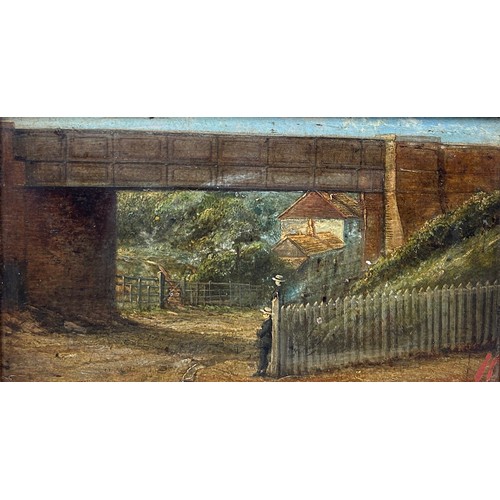 168 - AN OIL PAINTING ON CANVAS DEPICTING 'RAILWAY BRIDGE AT SELSDON', 

Signed indistinctly 'Edward...' 
... 