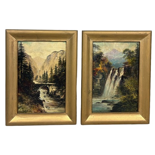 170 - GEORGE WILLIS-PRYCE (ENGLISH 1866-1949): A NEAR PAIR OF OIL ON CANVAS PAINTINGS, ONE DEPICTING A WAT... 