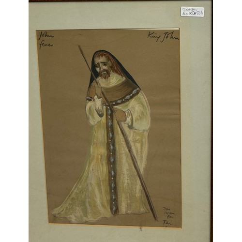 216 - TANYA MOISEIWITSCH: (BRITISH 1914-2003): A COSTUME DESIGN FOR SHAKESPEARES 'KING JOHN' FOR THE CHARA... 