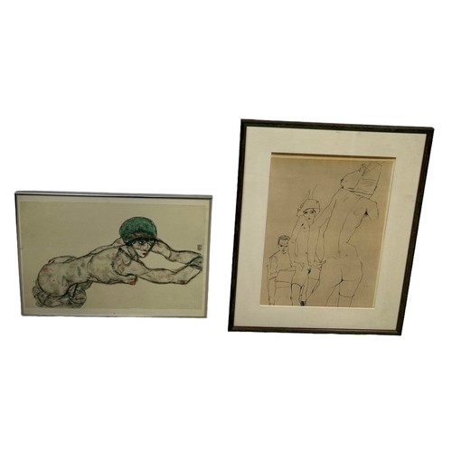 223 - AFTER EGON SCHIELE (1890-1918): TWO PRINTS ON PAPER, 

Largest 43cm x 30cm 

Mounted in frames and g... 